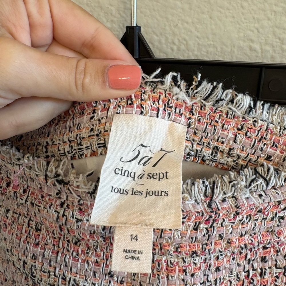 Cinq a Sept Pink Tweed High Waist Shorts - Picture 6 of 6